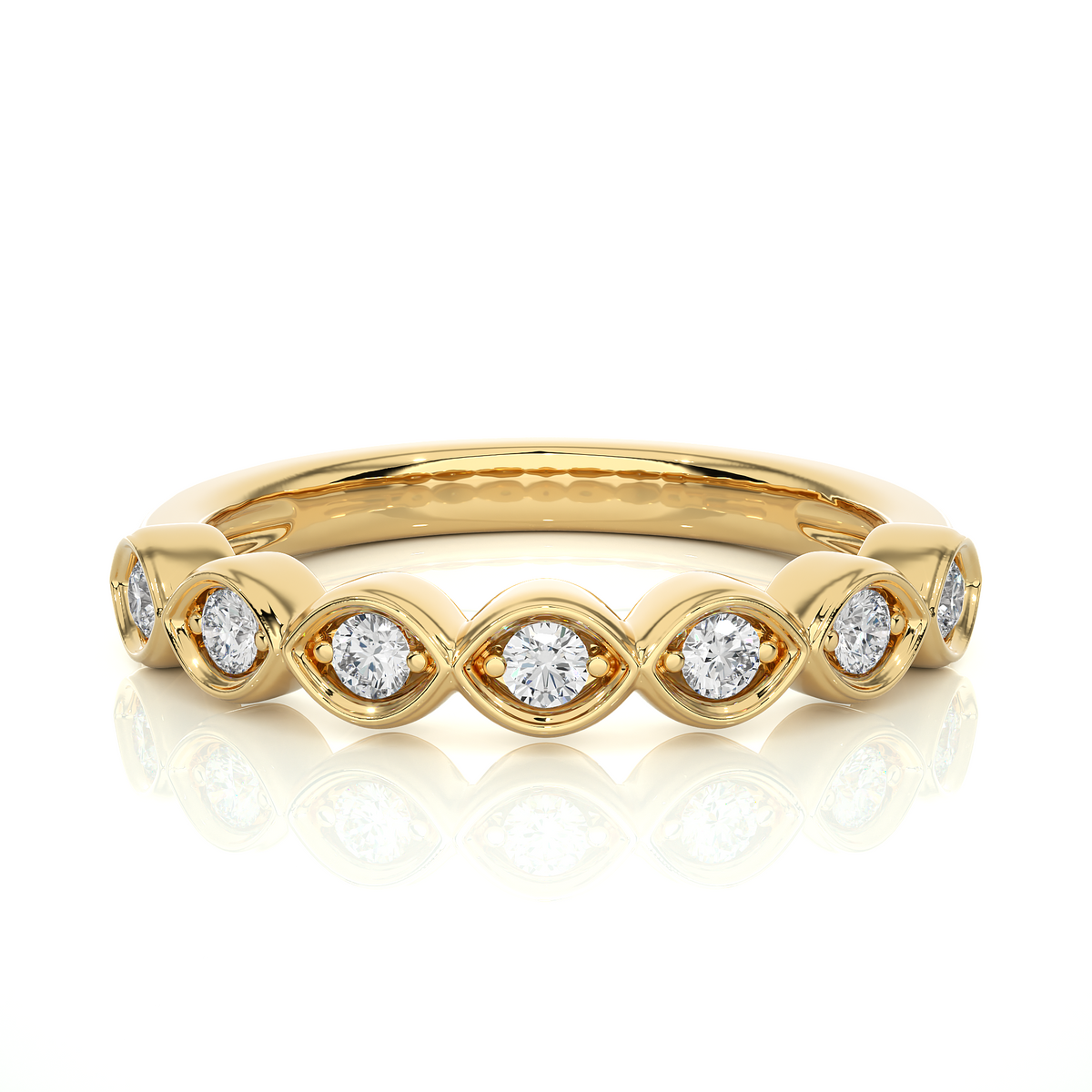 Round Lab-Grown Diamond Wedding Band Stunning Bezel Set Band For Women's In 18KT Solid Gold - HIGHCARAT DIAMONDS