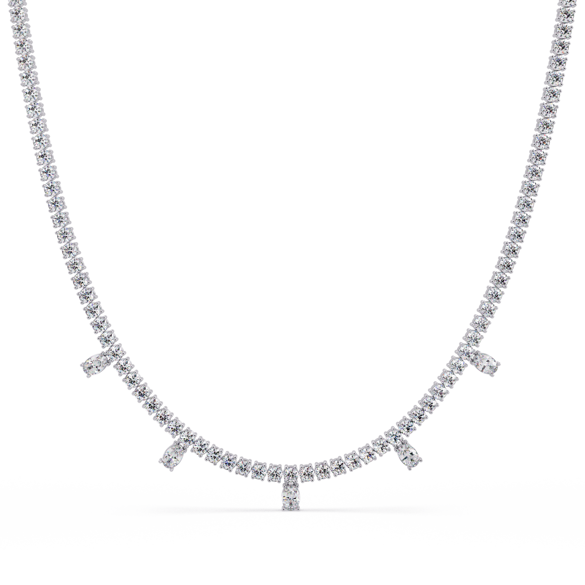 Round Lab-Grown Drop Tennis Diamond Necklace in Rose Gold - HIGHCARAT DIAMONDS