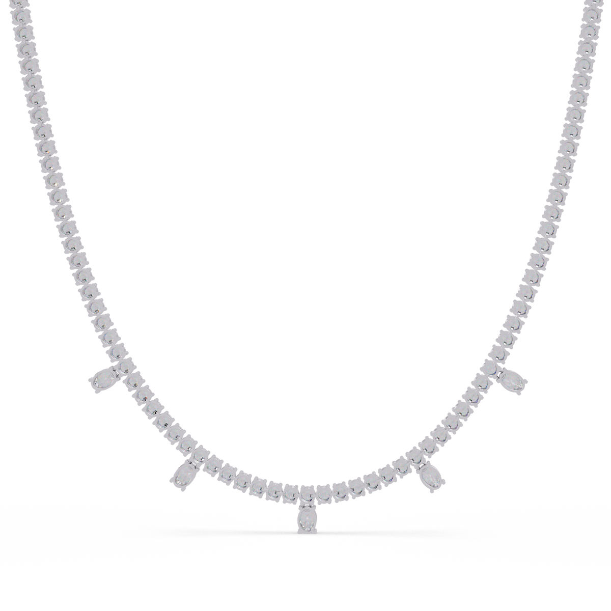 Round Lab-Grown Drop Tennis Diamond Necklace in Rose Gold - HIGHCARAT DIAMONDS