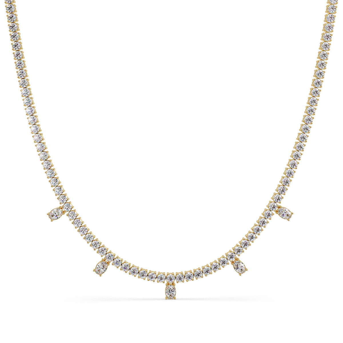 Round Lab-Grown Drop Tennis Diamond Necklace in Rose Gold - HIGHCARAT DIAMONDS