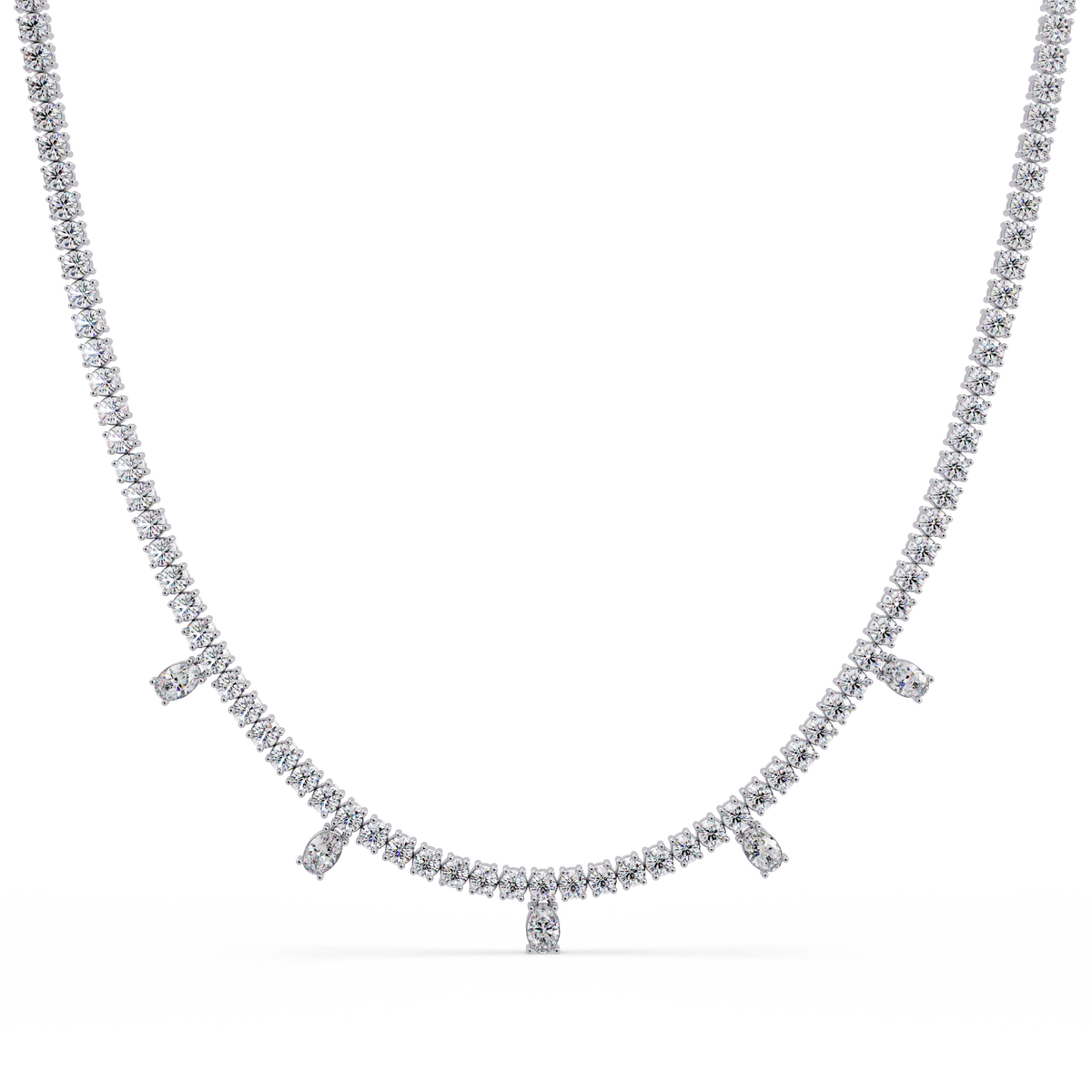 Round Lab-Grown Drop Tennis Diamond Necklace in Rose Gold - HIGHCARAT DIAMONDS