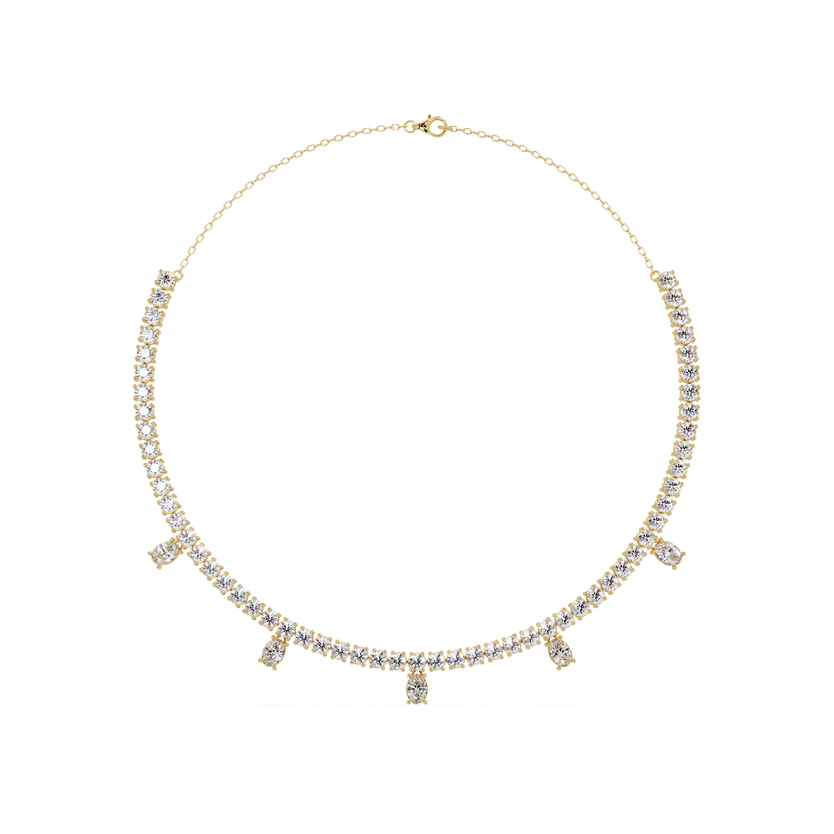 Round Lab-Grown Drop Tennis Diamond Necklace in Rose Gold - HIGHCARAT DIAMONDS