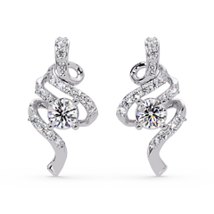 Round Lab Grown Snake Shape Rose Gold Unique Diamond Earring - HIGHCARAT DIAMONDS