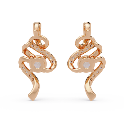Round Lab Grown Snake Shape Rose Gold Unique Diamond Earring - HIGHCARAT DIAMONDS