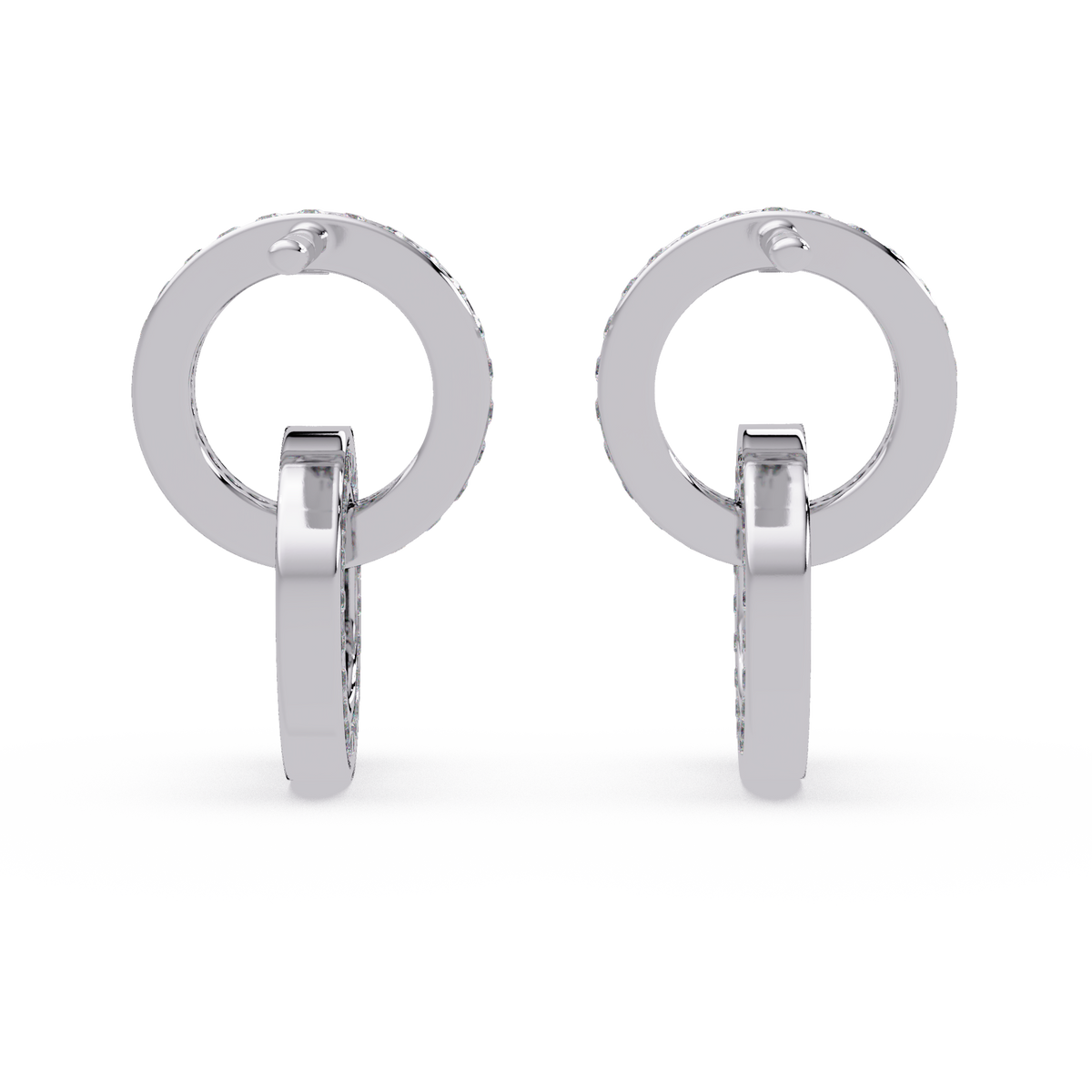Round Lab Grown Two Circle Shape Unique Diamond Earring - HIGHCARAT DIAMONDS