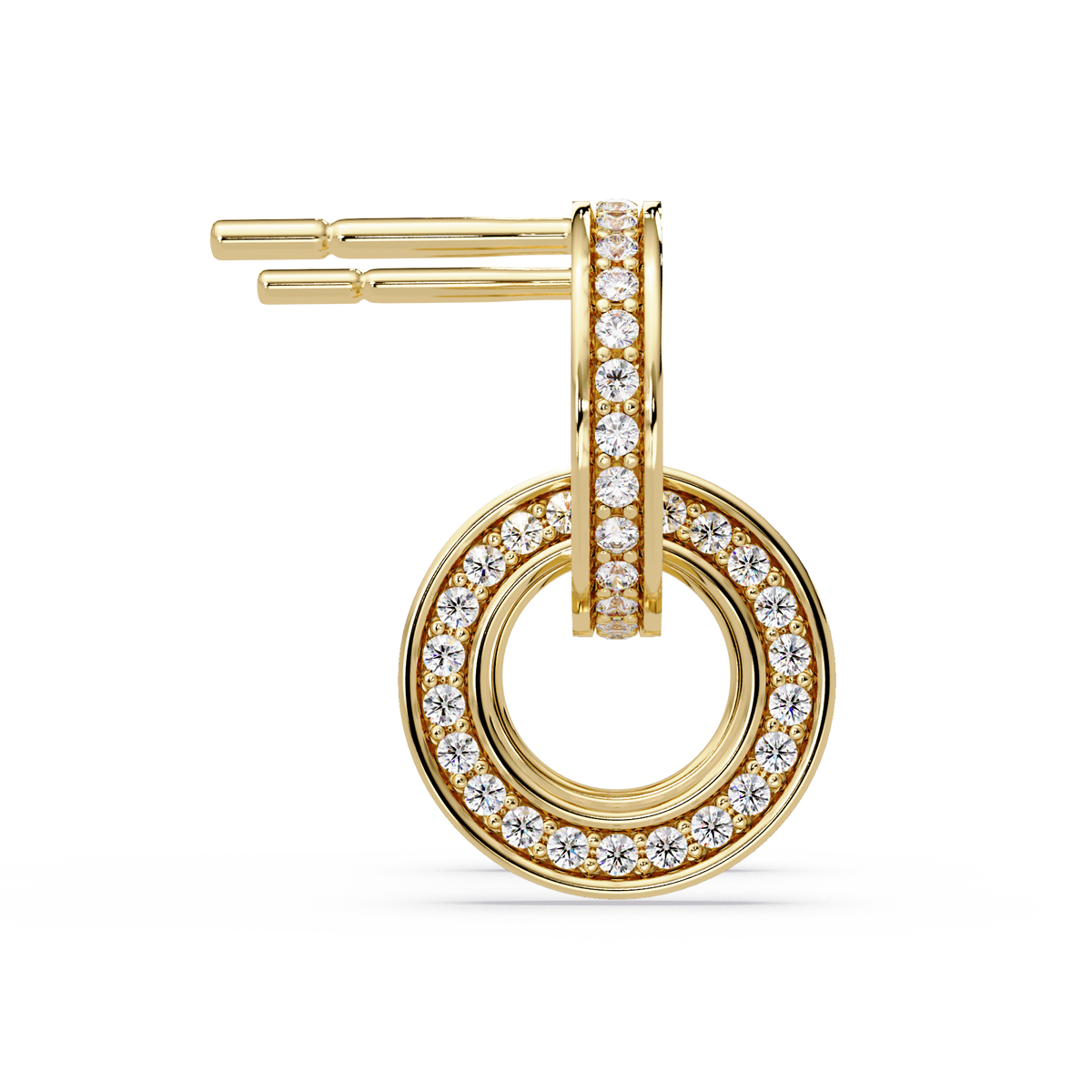 Round Lab Grown Two Circle Shape Unique Diamond Earring - HIGHCARAT DIAMONDS