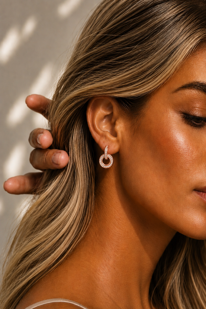 Round Lab Grown Two Circle Shape Unique Diamond Earring - HIGHCARAT DIAMONDS #wearthelook