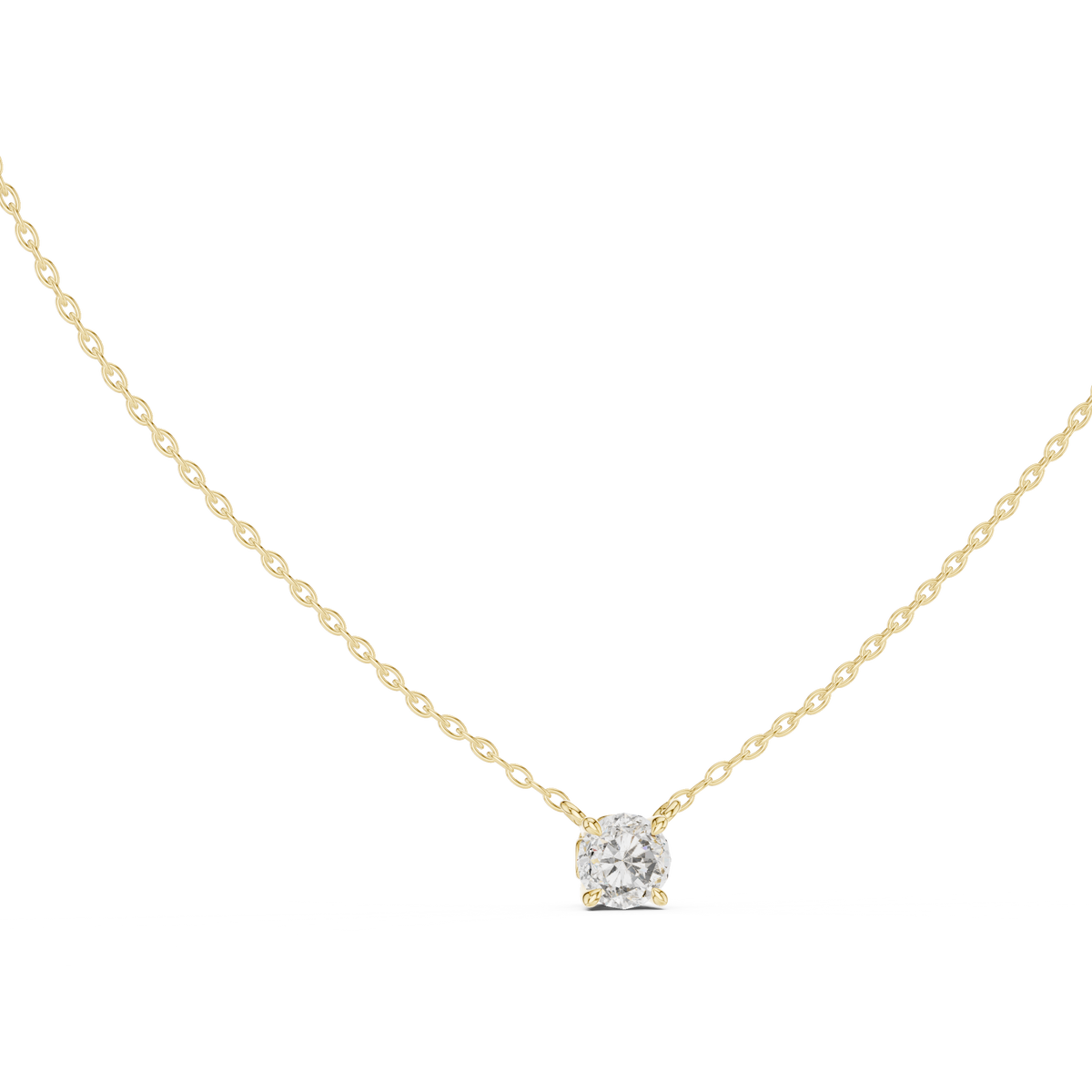 Round Lab Grown Prong Set Diamond Solitaire Pendant Front View