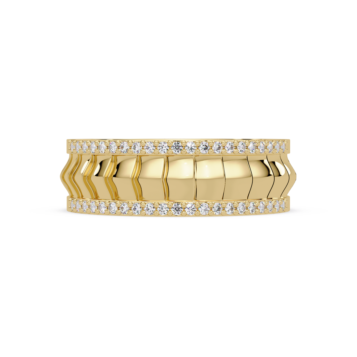 Round Lab grown Diamond Border Sculpted Band Ring - HIGHCARAT DIAMONDS