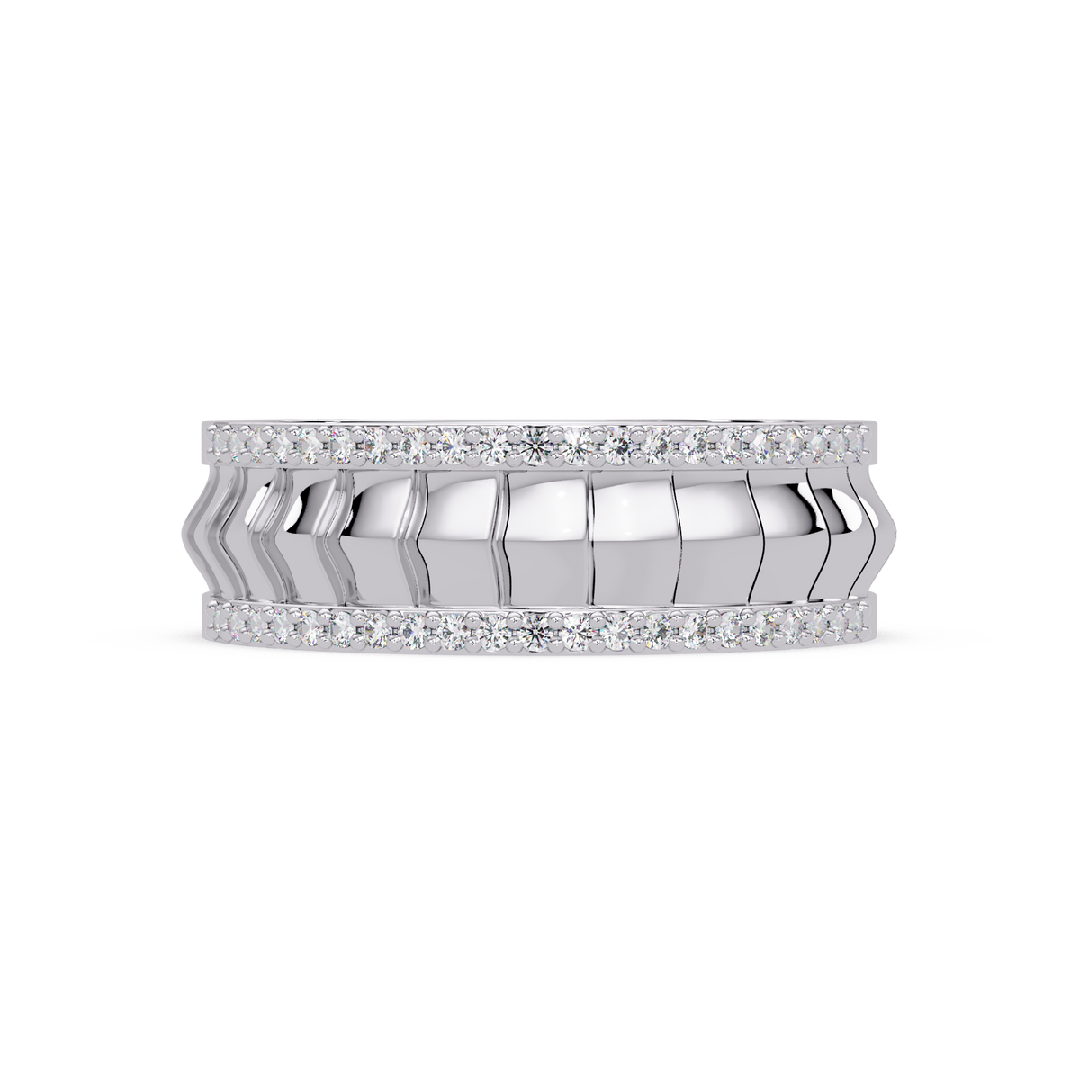 Round Lab grown Diamond Border Sculpted Band Ring - HIGHCARAT DIAMONDS