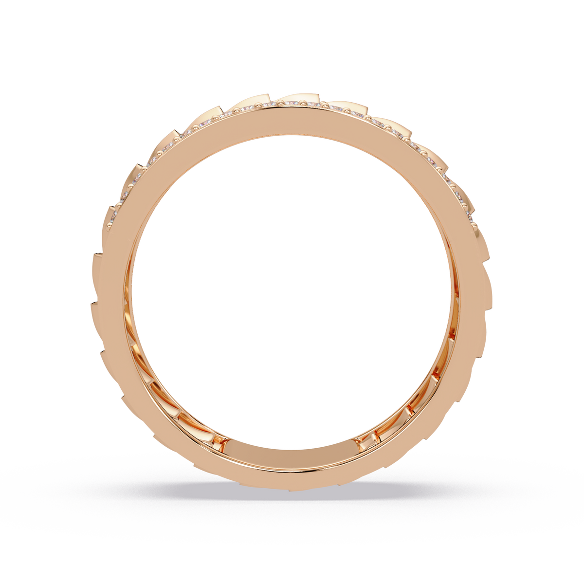 Round Lab grown Diamond Border Sculpted Band Ring - HIGHCARAT DIAMONDS