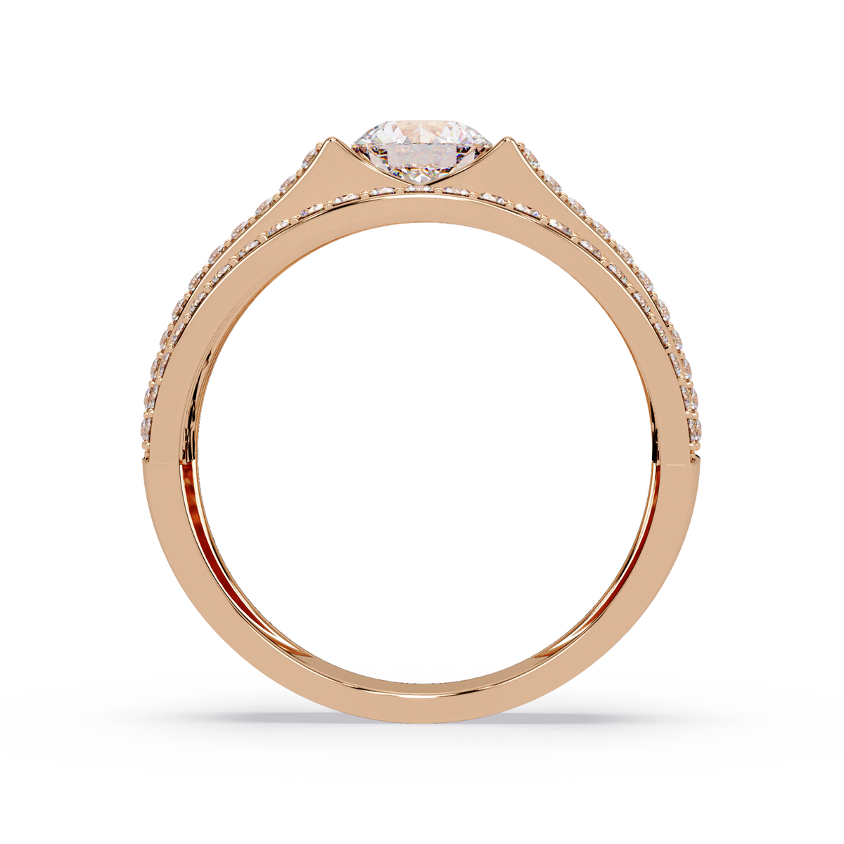 Round Lab grown Diamond Center Wide Band Ring - HIGHCARAT DIAMONDS