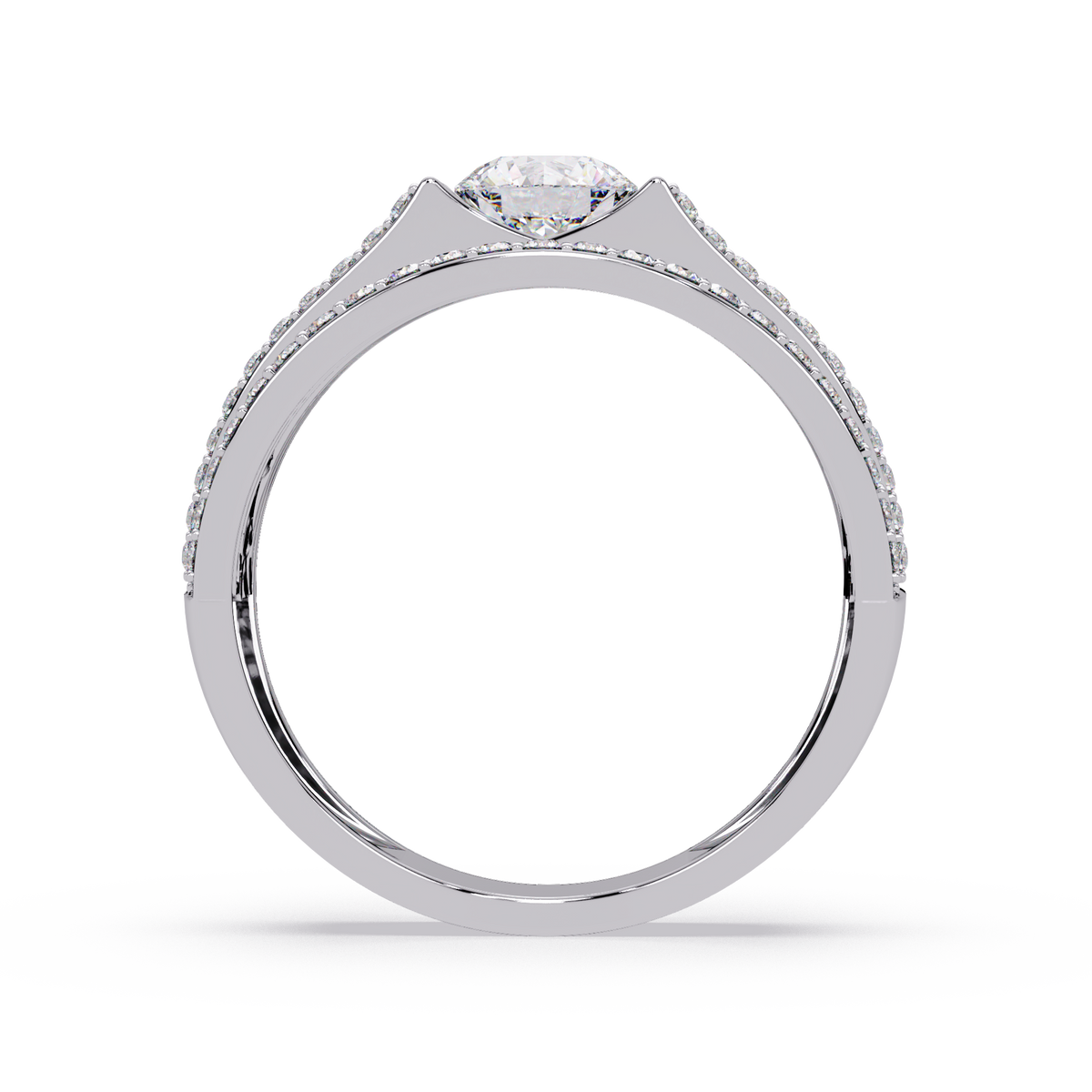 Round Lab grown Diamond Center Wide Band Ring - HIGHCARAT DIAMONDS