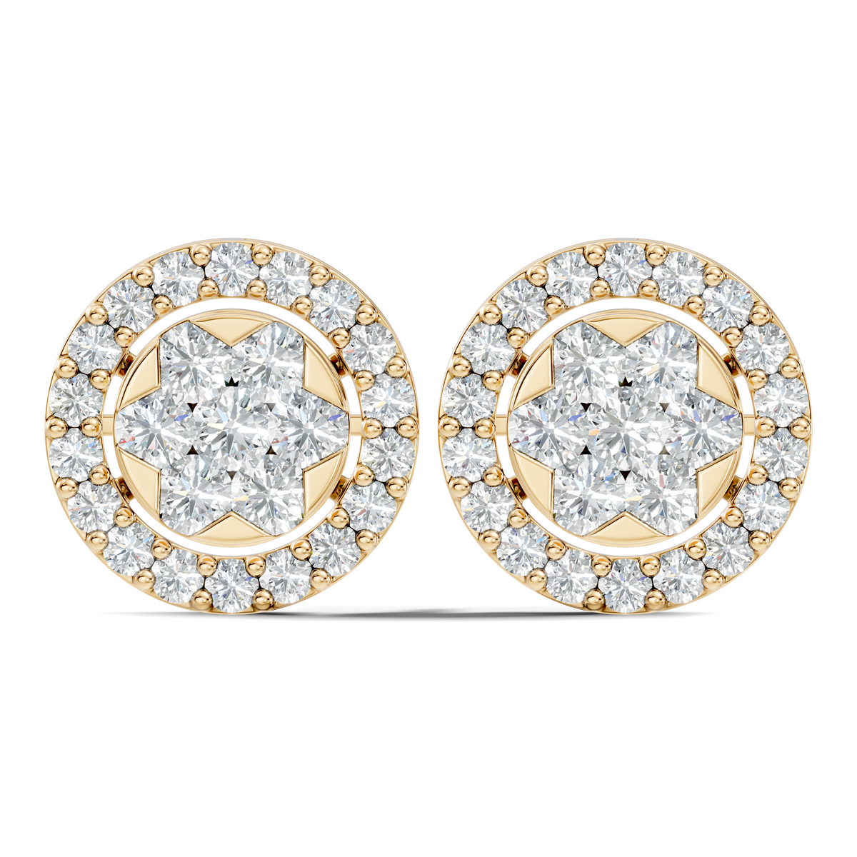 Elegant Tringle Diamond Stud 10k Solid Gold Wedding Wear Diamond Earrings For Her - HIGHCARAT DIAMONDS