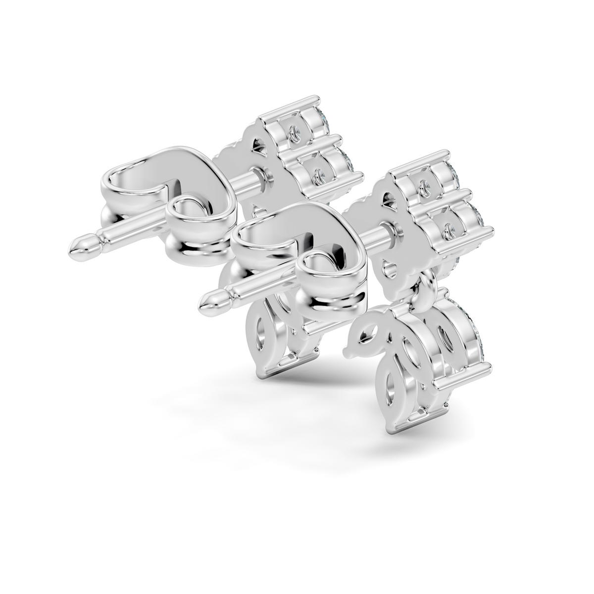 Marquise And Round Shape 10k Solid White Gold Elegance Vintage Classic Diamond Earrings For Women - HIGHCARAT DIAMONDS