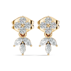 Marquise And Round Shape 10k Solid White Gold Elegance Vintage Classic Diamond Earrings For Women - HIGHCARAT DIAMONDS