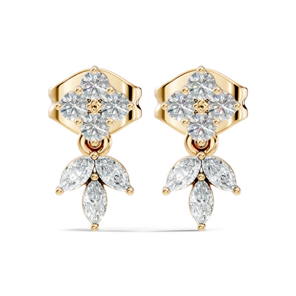Marquise And Round Shape 10k Solid White Gold Elegance Vintage Classic Diamond Earrings For Women - HIGHCARAT DIAMONDS