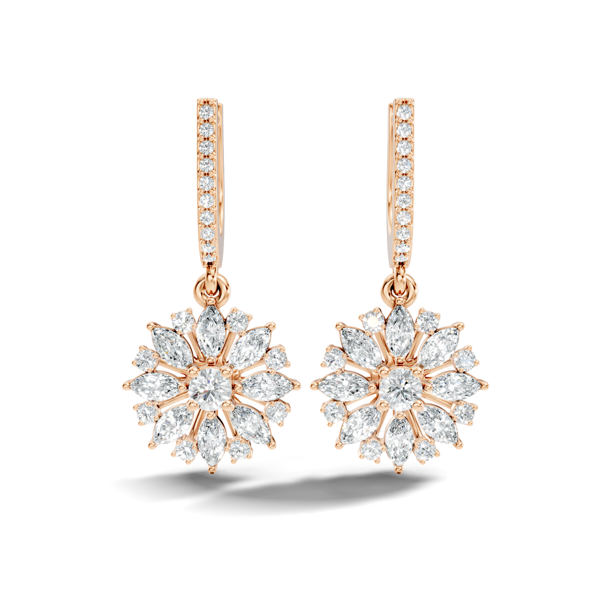 Round & Marquise Shape 2.14 Ct Lab Grown & Natural Diamond Staking Sparkling Diamond Earrings - HIGHCARAT DIAMONDS