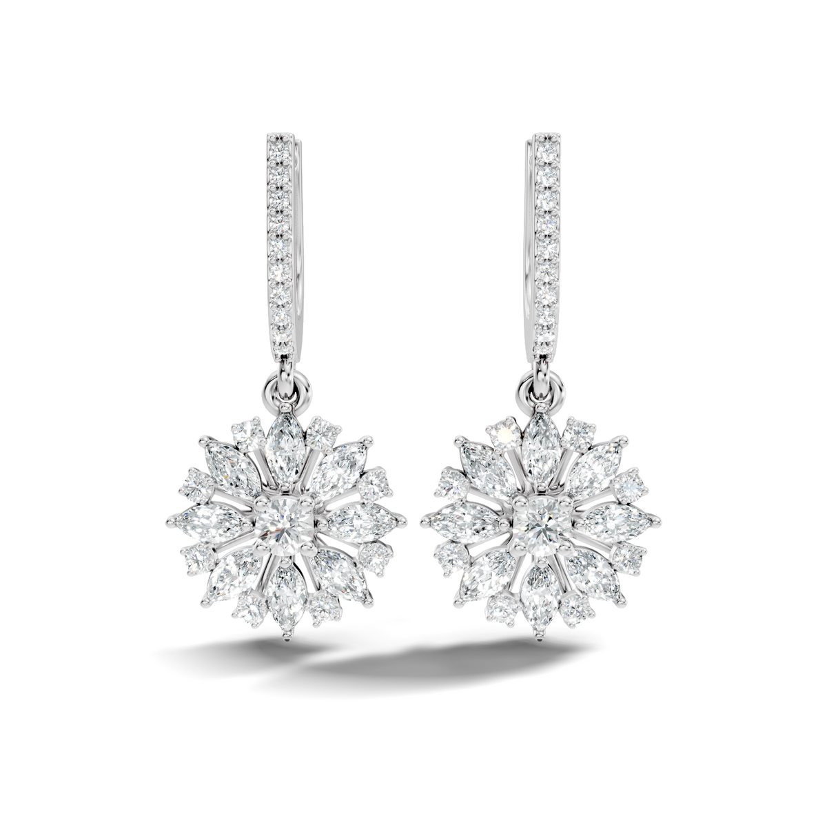 Round & Marquise Shape 2.14 Ct Lab Grown & Natural Diamond Staking Sparkling Diamond Earrings - HIGHCARAT DIAMONDS