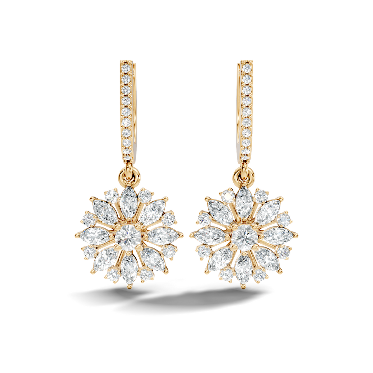 Round & Marquise Shape 2.14 Ct Lab Grown & Natural Diamond Staking Sparkling Diamond Earrings - HIGHCARAT DIAMONDS