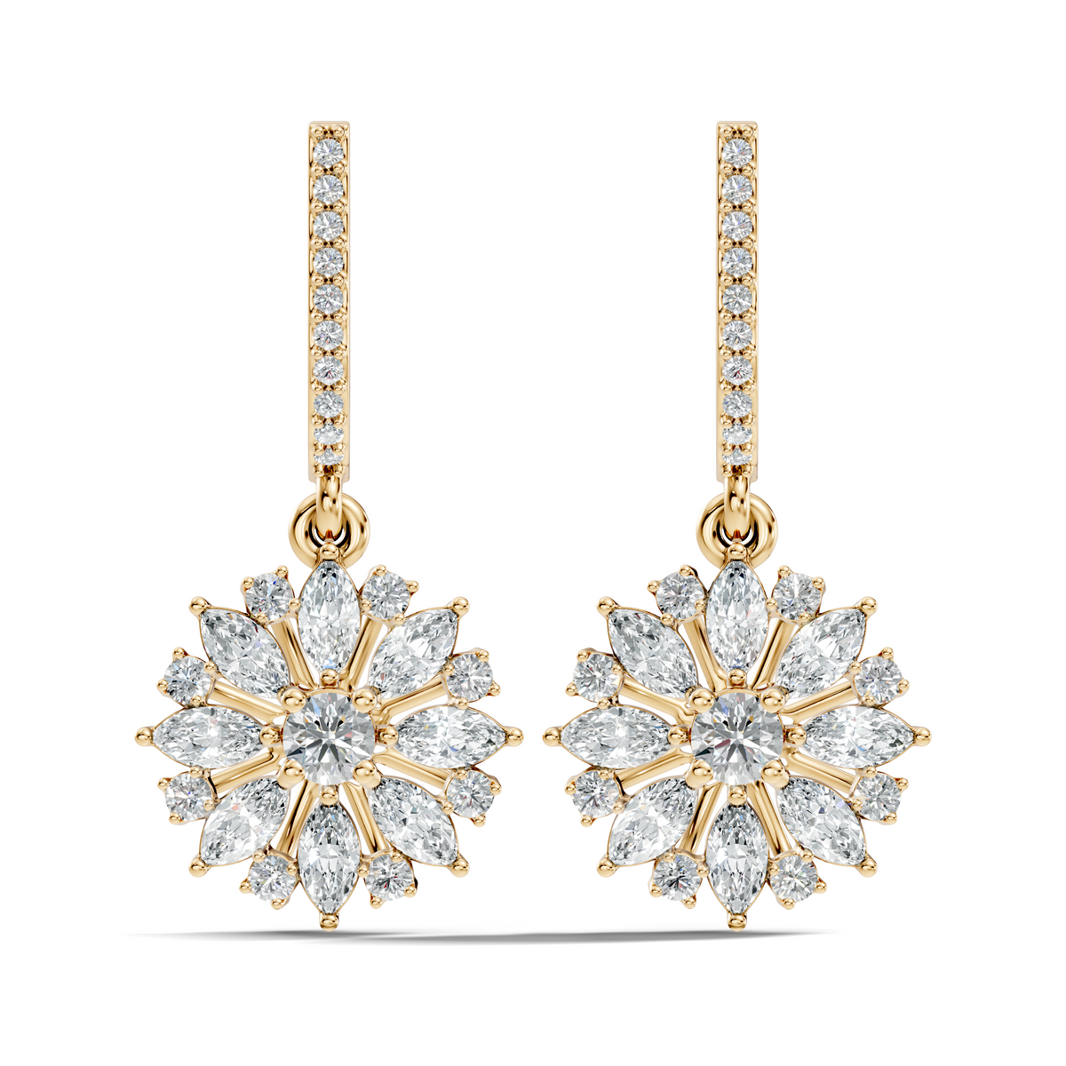 Round & Marquise Shape 2.14 Ct Lab Grown & Natural Diamond Staking Sparkling Diamond Earrings - HIGHCARAT DIAMONDS