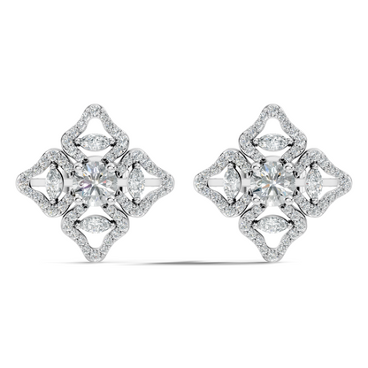 Women's Vintage Round Cluster Lab-Grown Diamond Stud Earrings Colorless Sparkle - HIGHCARAT DIAMONDS