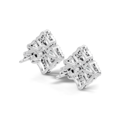Women's Vintage Round Cluster Lab-Grown Diamond Stud Earrings Colorless Sparkle - HIGHCARAT DIAMONDS