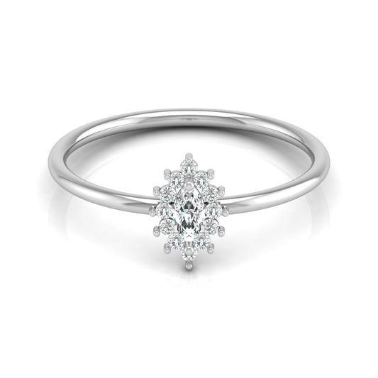 Vintage inspired Round And Marquise Labgrown Diamond Ring in 14K solid gold - HIGHCARAT DIAMONDS