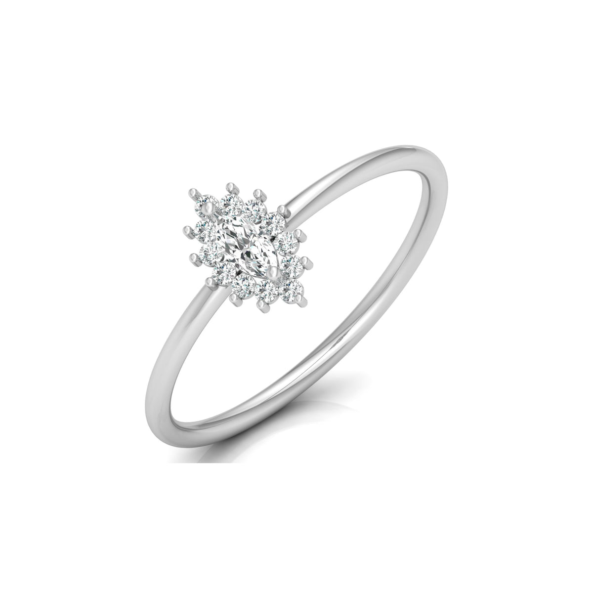 Vintage inspired Round And Marquise Labgrown Diamond Ring in 14K solid gold - HIGHCARAT DIAMONDS