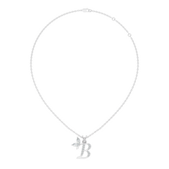 14K Gold Unisex Pendant with Round & Marquise Cut Diamonds Alphabet B Inspired Jewelry - HIGHCARAT DIAMONDS