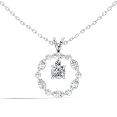 Round Lab-Grown Diamond Circle Pendant For Her Cushion & Marquise Design In 14K Gold - HIGHCARAT DIAMONDS