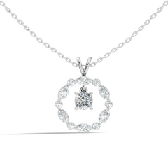 Round Lab-Grown Diamond Circle Pendant For Her Cushion & Marquise Design In 14K Gold - HIGHCARAT DIAMONDS