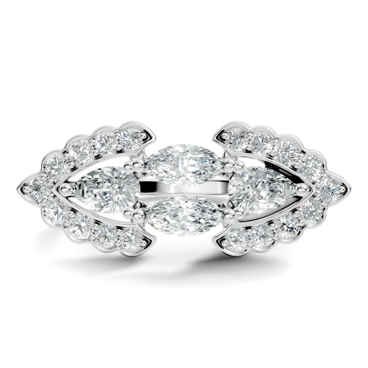 Vintage 2.16Ct Round, Marquise and Pear Cut Diamond Unique Minimalist Dainty Bridesmaid Ring For Women's - HIGHCARAT DIAMONDS