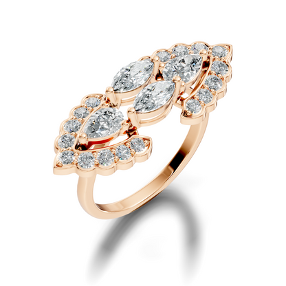 Vintage 2.16Ct Round, Marquise and Pear Cut Diamond Unique Minimalist Dainty Bridesmaid Ring For Women's - HIGHCARAT DIAMONDS