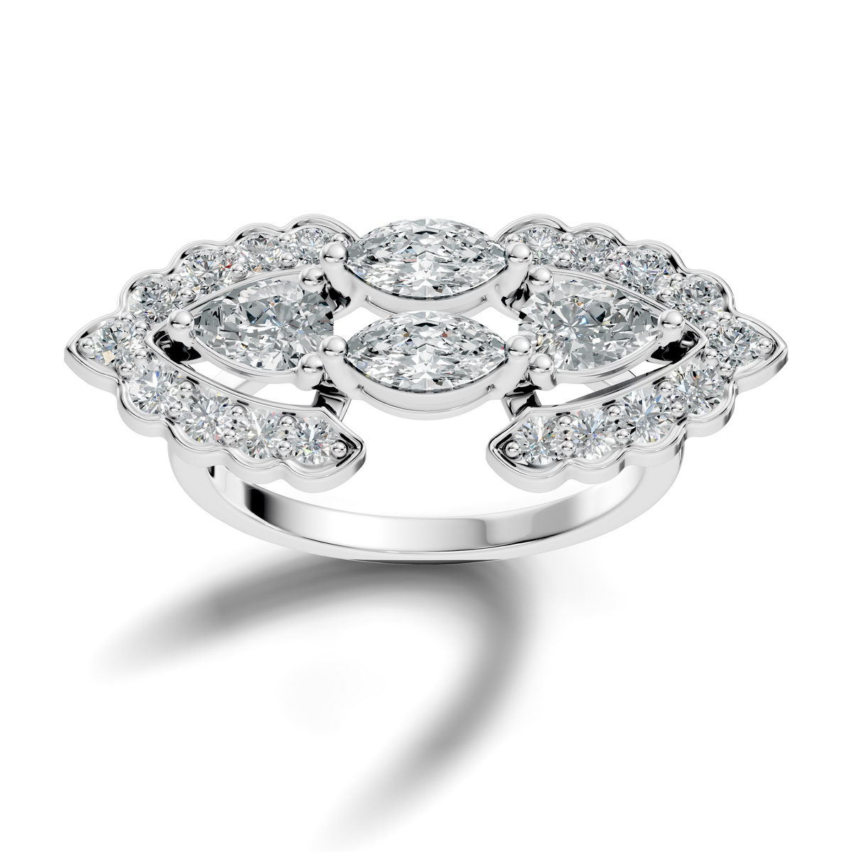 Vintage 2.16Ct Round, Marquise and Pear Cut Diamond Unique Minimalist Dainty Bridesmaid Ring For Women's - HIGHCARAT DIAMONDS