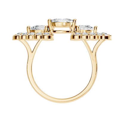 Vintage 2.16Ct Round, Marquise and Pear Cut Diamond Unique Minimalist Dainty Bridesmaid Ring For Women's - HIGHCARAT DIAMONDS
