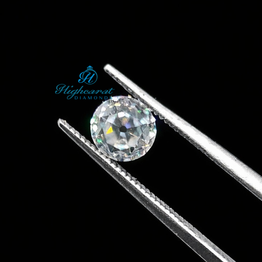 Round Old European Cut Lab Grown Diamond featuring broad facets and vintage inspired brilliance