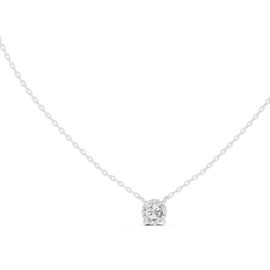 Round One Stone Lab Grown Diamond Pendant Angled Perspective