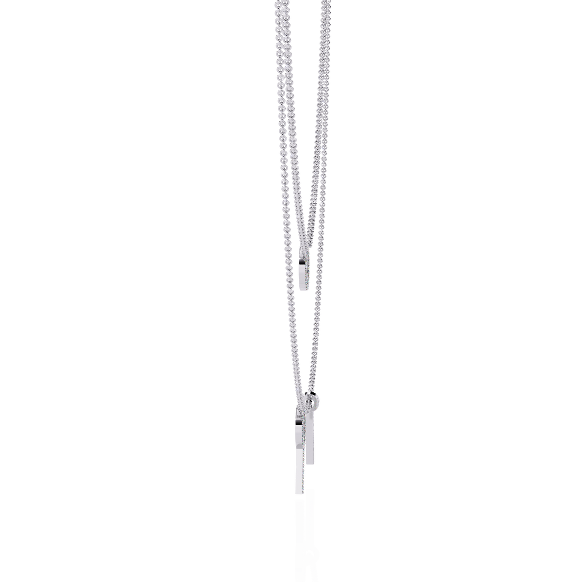 Round Open Circle Key Shape Cut  Lab grown &Natural Diamond 10k Solid White Gold  Layered Dainty Necklace Gift For Mom - HIGHCARAT DIAMONDS
