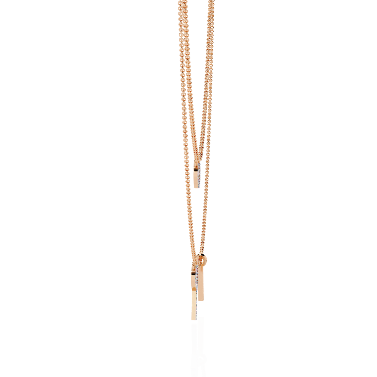 Round Open Circle Key Shape Cut  Lab grown &Natural Diamond 10k Solid White Gold  Layered Dainty Necklace Gift For Mom - HIGHCARAT DIAMONDS