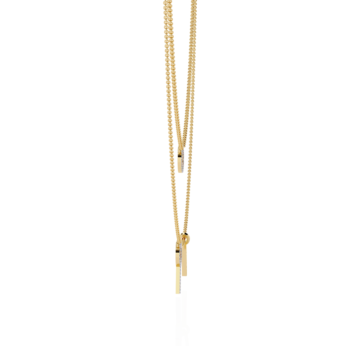 Round Open Circle Key Shape Cut  Lab grown &Natural Diamond 10k Solid White Gold  Layered Dainty Necklace Gift For Mom - HIGHCARAT DIAMONDS