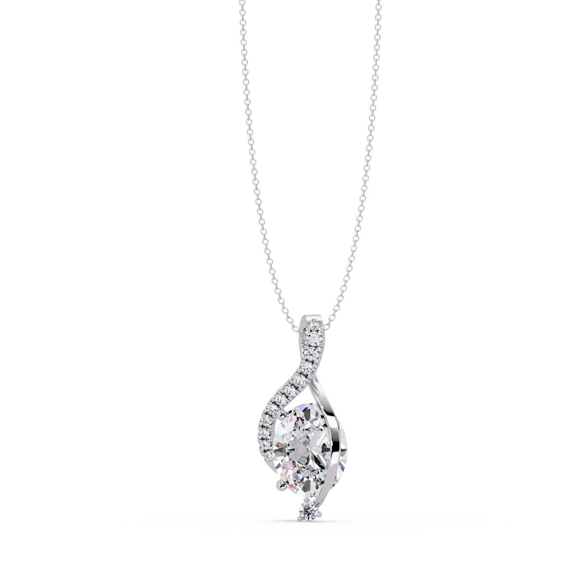 Round & Oval Cut Lab Grown Diamond Unique Pendant Necklace - HIGHCARAT DIAMONDS
