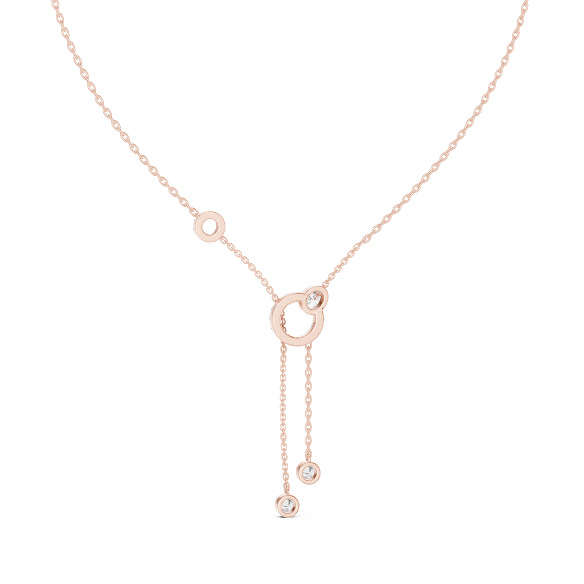 Round And Oval Shape Lab Grown & Natural Diamond 14k Solid Rose Gold Party Wear Women Diamond Necklace - HIGHCARAT DIAMONDS