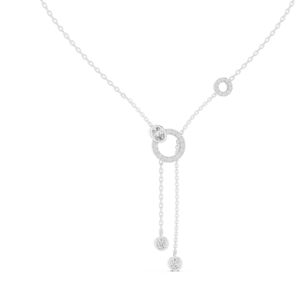 Round And Oval Shape Lab Grown & Natural Diamond 14k Solid Rose Gold Party Wear Women Diamond Necklace - HIGHCARAT DIAMONDS