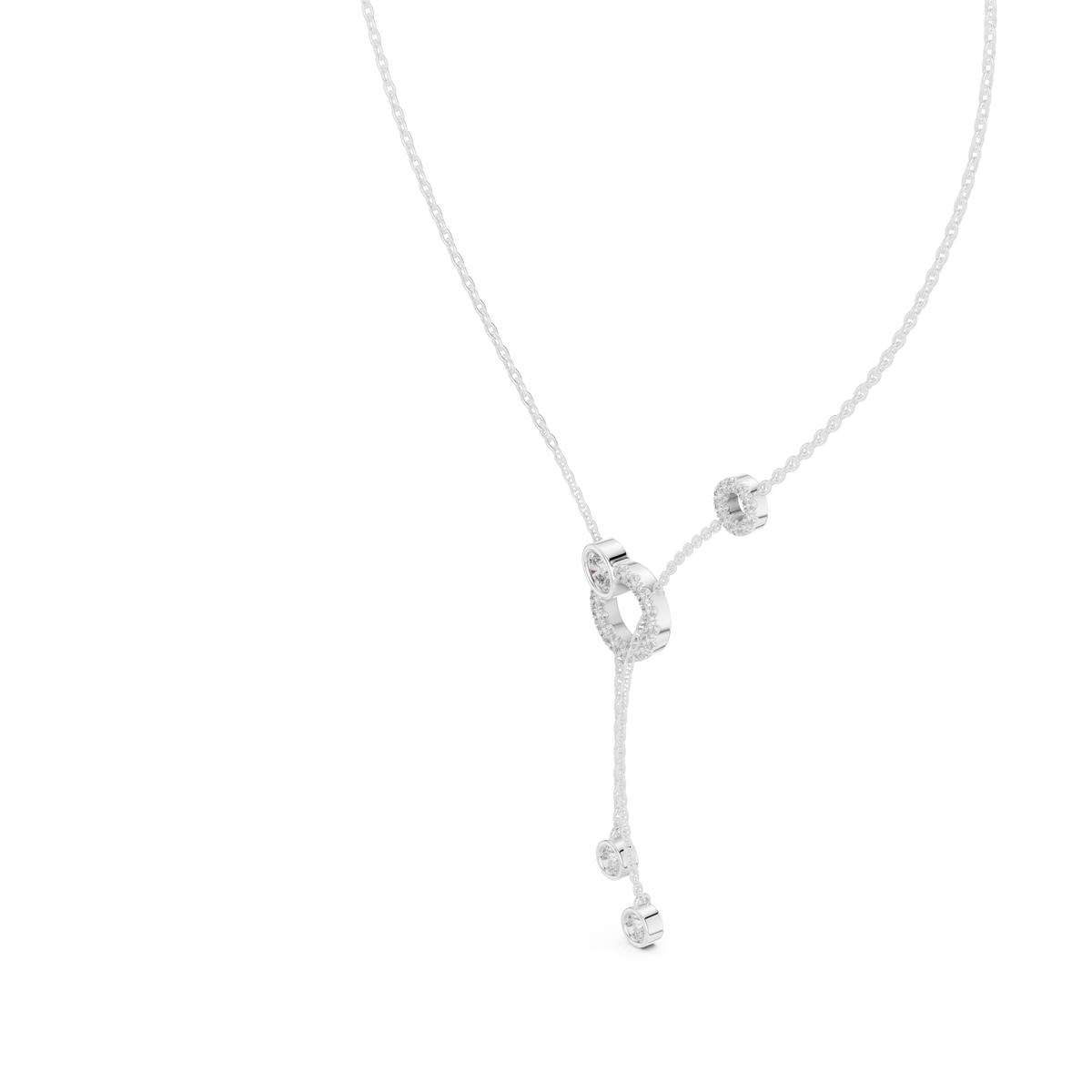 Round And Oval Shape Lab Grown & Natural Diamond 14k Solid Rose Gold Party Wear Women Diamond Necklace - HIGHCARAT DIAMONDS