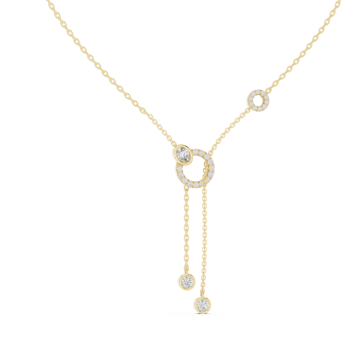 Round And Oval Shape Lab Grown & Natural Diamond 14k Solid Rose Gold Party Wear Women Diamond Necklace - HIGHCARAT DIAMONDS
