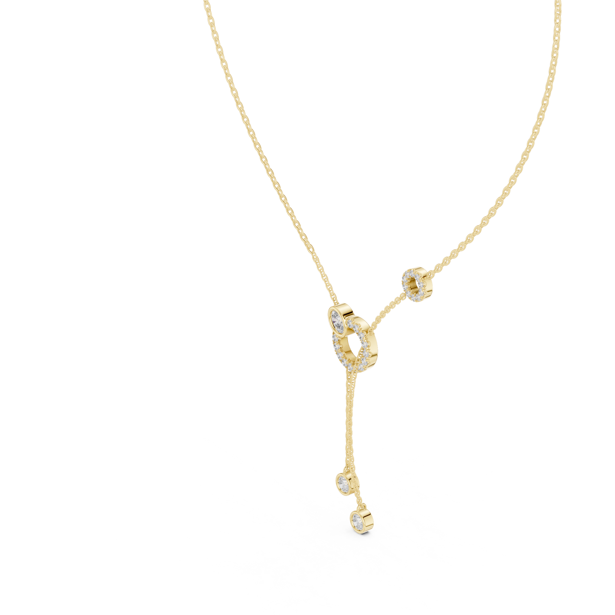 Round And Oval Shape Lab Grown & Natural Diamond 14k Solid Rose Gold Party Wear Women Diamond Necklace - HIGHCARAT DIAMONDS