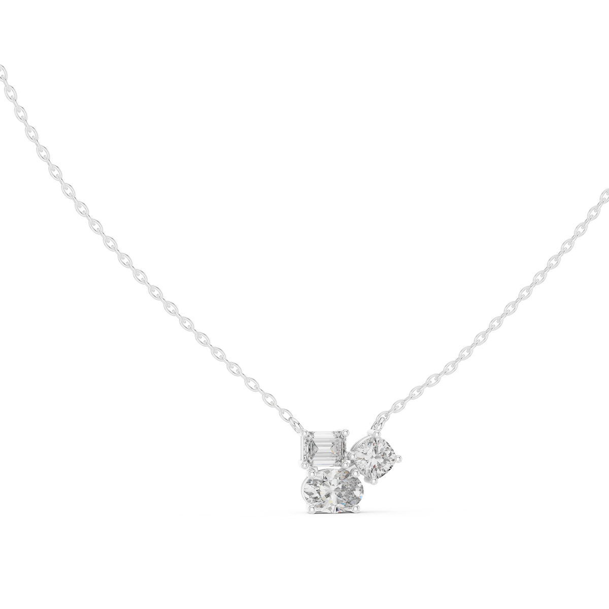 Cushion, Emerald & Oval Shape 1.73 Ct Lab Grown Three Stone Classic Solitaire Diamond Pendant For Her - HIGHCARAT DIAMONDS