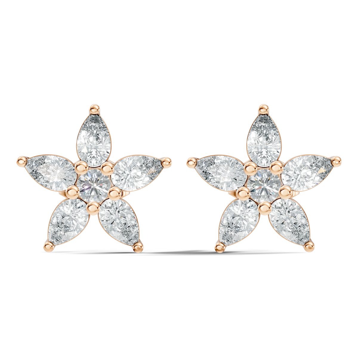 Round & Pear Shape 1.35 Ct Lab Grown Diamond 14k Solid White Gold Elegance New One Diamond Earrings - HIGHCARAT DIAMONDS