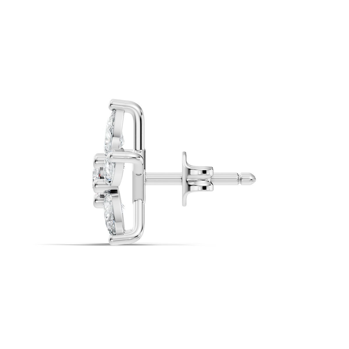 Round & Pear Shape 1.35 Ct Lab Grown Diamond 14k Solid White Gold Elegance New One Diamond Earrings - HIGHCARAT DIAMONDS